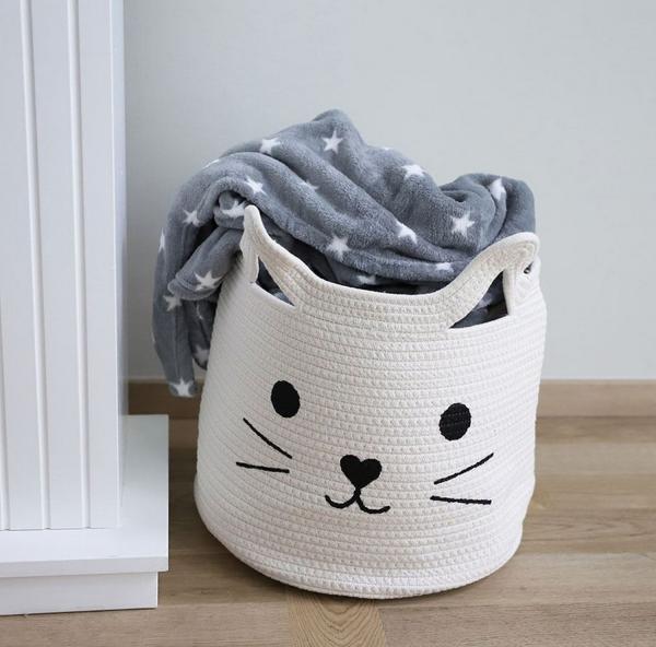 Aufbewahrungskorb aus Baumwolle in Katzenoptik